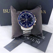 Orologio Cronografo Bulova Serie C Quadrante Blu Marine Star Uomo Nuovo 98B301 (45MM)