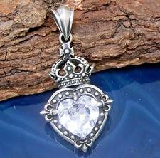 Cuore Con Corona Ciondolo 925