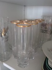 SET 6 BICCHIERI ALTI DI CRISTALLO CON BORDO DORATO-ELEGANZA SENZA TEMPO