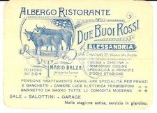 1915 ca ALESSANDRIA Albergo DUE BUOI ROSSI Mario BALZA *Cartoncino pubblicitario