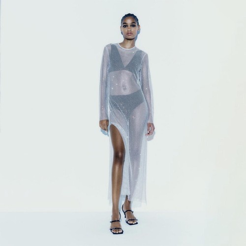 Maxi abito zara - zara, azzurro