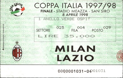 Biglietto stadio coppa - biglietto, italia