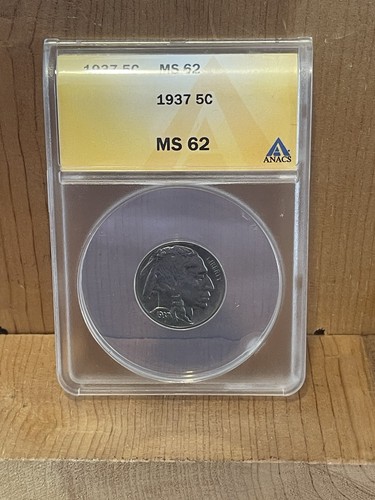 Anacs 1937 ms62 bufalo nichel - anacs,