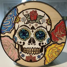 Dipinto Quadro Pirografia Su Legno. Riproduzione Calaveras Messicano