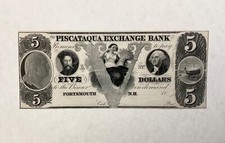 ~1840s $5 PISCATAQUA EXCHANGE