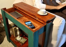 Tavolino da divano per salotto soggiorno tavolo laterale con contenitore verde