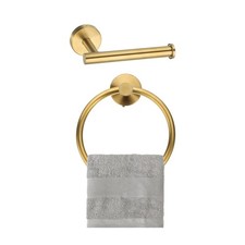 Set Ferramenta Bagno, Porta Asciugamani Carta Acciaio Inox, Oro