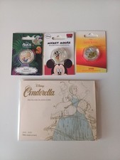 Lotto 4 Monete Disney Koin Club Mickey Mouse Re Leone Cenerentola Alice Silver 