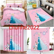 Set lenzuola copripiumino Frozen Elsa Princess tappeto coperta tenda oscurante