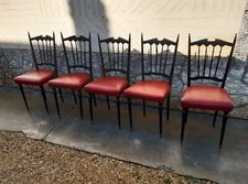 5 sedie d’epoca trono chiavarine ecopelle vintage