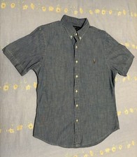 CAMICIA POLO RALPH LAUREN UOMO, TG. M, SLIM FIT,COLORE BLU, DENIM LEGGERO, NUOVA