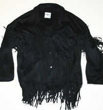 ZARA Giacca donna Cappotto corto Oversize Eco Camoscio nero frange M 42/44 SALDI