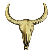 Teschio di manzo oro dorato arte da parete metallo fuso finto toro occidentale sud-ovest 9"