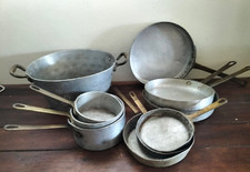 Pentole Padelle Scolapasta Alluminio e Ottone Battuti a Mano Lotto 10 pezzi