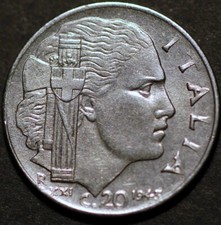 Italy 20 Centesimi 1943 Vittorio Emanuele III KM# 75