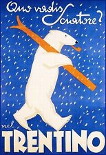 POSTER VINTAGE TRENTINO INVERNO SCI NEVE MONTI 3