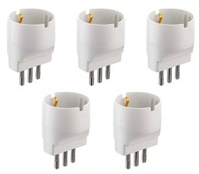 Electraline 92292 Set Adattatori da Schuko a Spina Piccola Bianco Confezione Da