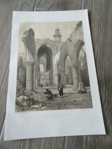 Gravure 1867 ruines abbaye - gravure,