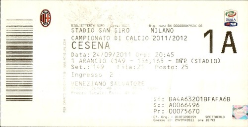 Biglietto stadio milan - milan, cesena