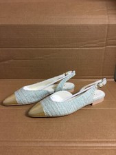 sling back chanel tweed verde - green tweed chanel slingbacks