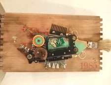 Quadro "Pesce Abissi 1985 33x18 Fatto a mano con materiale di recupero 