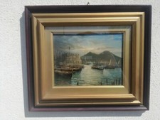 Salvatore Petruolo (Catanzaro, 1857 - Napoli 1942) olio tavola marina paesaggio