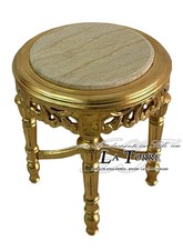 Tavolino Rotondo in legno massello Barocco Luigi XV alzatina oro marmo AL3444