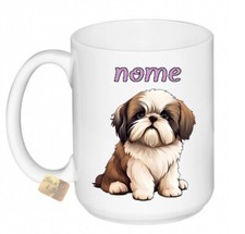 TAZZA LATTE shitzu + NOME CANE DOG MUG IDEA REGALO IN CERAMICA + SCATOLA