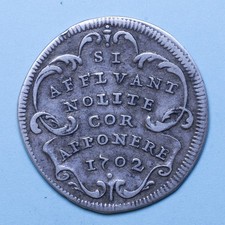 CLEMENTE XI GIULIO 1702 A. II ROMA bel BB ARGENTO SILVER COIN PAPAL STATE