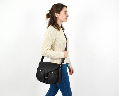 Borsa messenger pelle nera - in,
