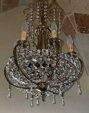 lampadario francese in ottone e Boemia  stile impero a 12 luci