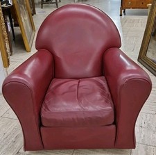 Poltrona Valdichienti Originale, In Pelle Bordeaux. Vintage