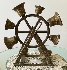 Antico bronzo 8 campane missione/treppiede da parete/fiore, design mejico e date