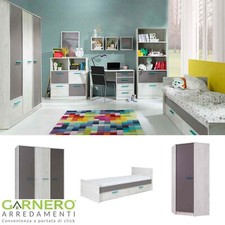 Cameretta MAYA Gihome ® blu moderna bambini armadio letto scrivania libreria