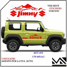 2 ADESIVI stickers SCRITTA LOGHI SUZUKI JIMNY CON MONTAGNE CM 40 COLORE ROSSO