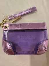 BORSA DA POLSO VERSACE PARFUMS TRASPARENTE ACRILICO VIOLA METALLIZZATO ECOPELLE ZIP