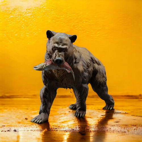 Orso grizzly con pesce