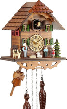 - Orologio a Cucù in Vero Legno, Movimento Al Quarzo, Funzionamento a Batteria, 