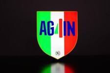 Lampada Insegna Luminosa USB C LED Targa Lightbox Ag4in Napoli 4 Scudetto 3D