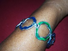 Bracciale in argento 925 con SMALTI BLU E VERDI UNOAERRE vintage  anni 60/70  