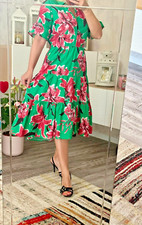 Abito Zara verde stampa floreale - taglia L - casual estivo a strati con volant 25,1