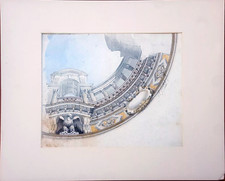architettura classica disegno antico acquerello fine '800 firmato P. Gentili