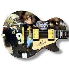 Chitarra firmata Drew Brees grafica personalizzata JSA COA New Orleans Saints 2024 HOF