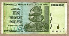 Banconota Zimbabwe 10 trilioni di dollari AA 2008 P88 VF banconota valuta usata