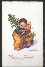 RARA CARTOLINA BAMBINI NATALE FIRMATA CASTELLI serie Degami 552