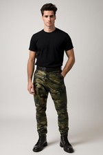 Pantalone cargo uomo in vera pelle mimetica nuovo con etichetta