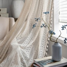 1 X Tende Boho Con Nappe All'uncinetto Pannello Per Finestra Con Tasca Per ☆