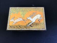 Scatola Latta Art Decó Liberty Italiana Cane Levriero Caccia Cervo no Saiwa 
