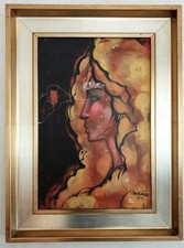 SALVADOR AULESTIA (1915 -1994 ) Tela  40x60 con Archivio no Schifano no Angeli