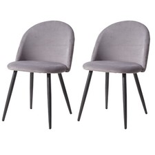 Set di 2 Sedie per Sala da Pranzo Imbottite Design Nordico Velluto Grigio
